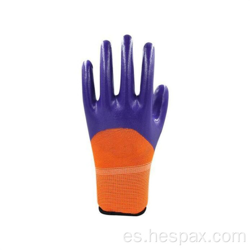 Guantes de trabajo de trabajo nitrilo duradero de Hespax Nylon 3/4